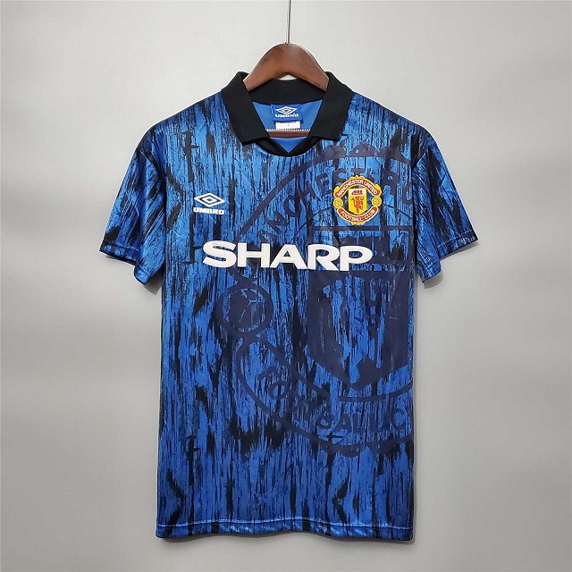 AAA Quality Manchester Utd 92/93 Away Blue Soccer Jersey